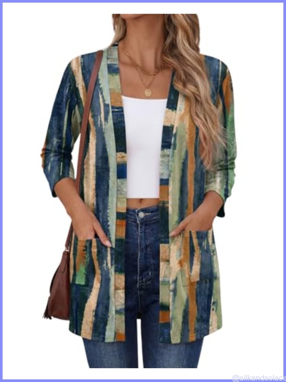 Women's 3/4 Sleeve Lightweight Open Front Cardigan Sweater